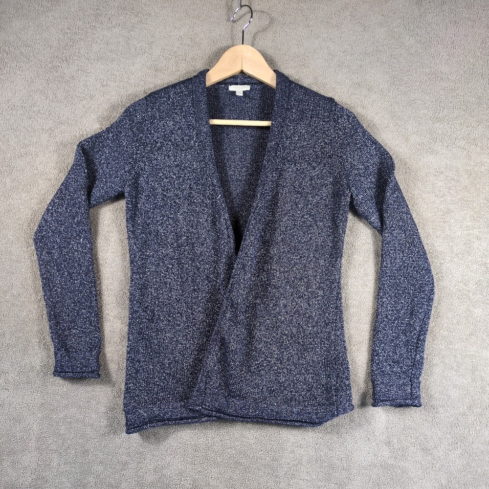 Talbots Cardigan Sweater Womens Small Petite Navy Blue Knitted Winter Open Front